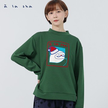 a la sha 聖誕抹茶立領長袖上衣
