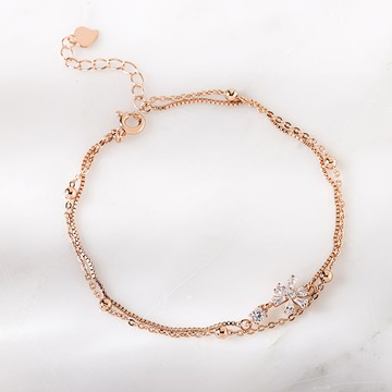 [925純銀] 花落知多少鋯石花朵雙層手鍊【SL748】