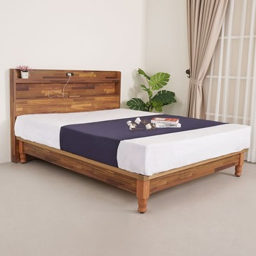 【Homelike】 單人3.5尺附插座床架組(積層木)(2156)