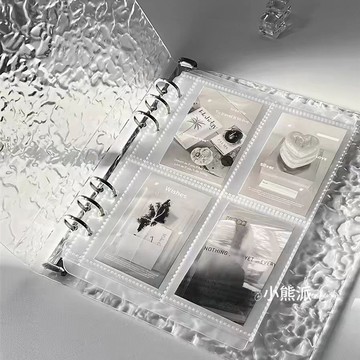 ✨限時搶購☜桃園出貨✨透明水晶波紋卡冊A5活頁四宮格三寸愛豆拍立得追星小卡相冊收納冊