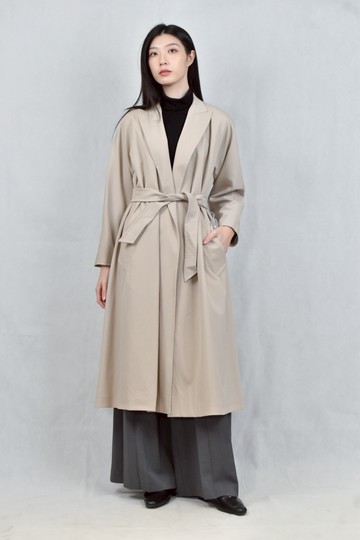 (L) max mara杏色風衣綁帶外套