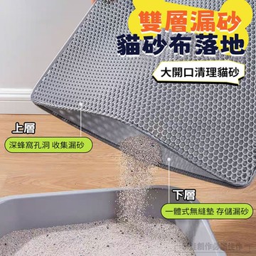 加寬加大 網格雙層貓砂墊 75x55cm(落砂墊 漏砂 貓砂盆踏墊 防髒墊 可水洗)
