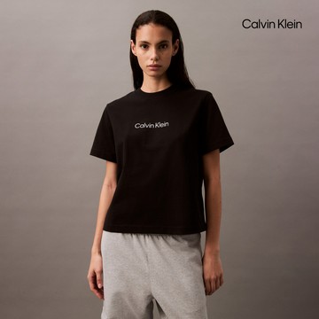 【Calvin Klein】 CK 經典標誌寬鬆圓領 T 恤_黑色