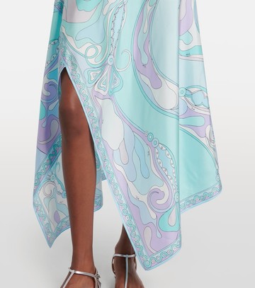 Pucci Orchidee asymmetric silk twill maxi skirt
