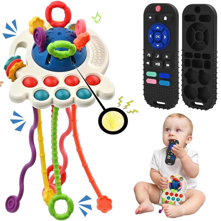 Sensory Montessori Baby Teething Toys, Silicone Remote Control