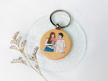 //加購商品//似顏繪 木質鑰匙圈