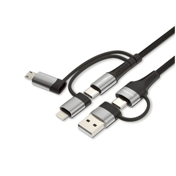 POLYWELL 五合一PD編織快充線 USB-A+C+Lightning+Micro-B 1~2米