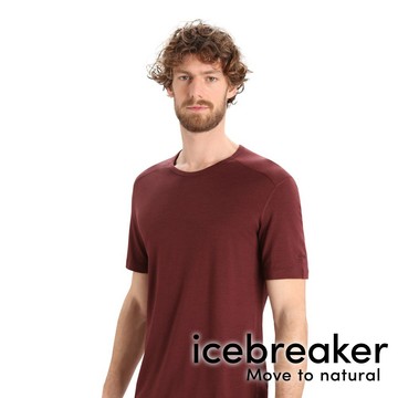 【icebreaker】OASIS 男 羊毛 素色 圓領 短袖上衣 BF200 『深酒紅』戶外 運動 柔軟 舒適 羊毛 吸濕 排汗 抑味 控溫 104509