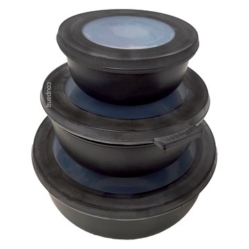 MEPAL 圓形密封保鮮盒3件組  黑色 350ml + 750ml + 1250ml  1組