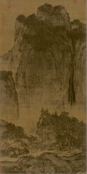 仿古畫 復制 絹本 畫心 宋 范寬 溪山行旅圖103x206cm名人字畫