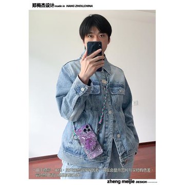 鄭梅杰原創設計伊甸園紫藤幸運兔手機背夾掛繩可背掛脖斜挎手機繩
