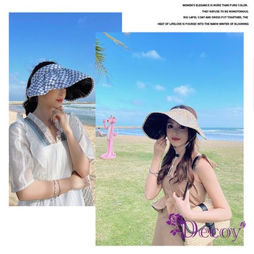 【Decoy】清新格紋＊彈性加大帽沿防曬遮陽帽/顏色可選