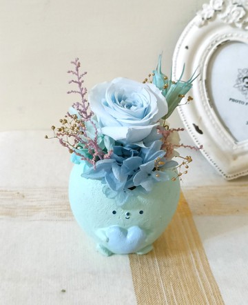 掌心小萌獸永生玫瑰盆花栽 文青優雅水瓶座生日情人節花束禮物