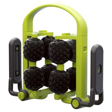 多用途滾輪按摩器 4軸8輪雙排設計 3D凸點按摩顆粒 美化小腿線條  黑綠色  1個