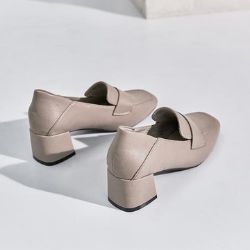 高跟樂福鞋女懶人一腳蹬2025秋季高跟鞋新款粗跟百搭方頭復古單鞋