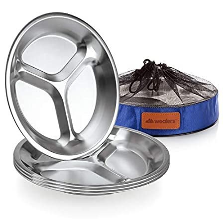 Stainless Steel Plate Set 8.25 inch Ultra-Portable Dinnerware of Ro