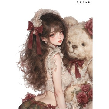 【3 月新款 2】07-095-0097 人物貼紙 動物與少女蕾絲