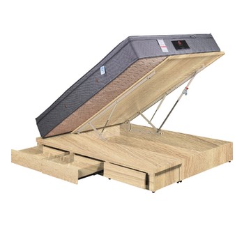 文創集 梅威安全扣5尺雙人三抽＆後掀床底/掀床(九色可選+高係數氣壓棒＋安全扣設計)-152x189x26cm免組