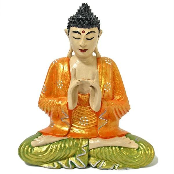 木彫りの仏陀 坐像 D [H.31cm] アジアン雑貨 バリ雑貨 おしゃれな 癒しの置物 仏像コレクション