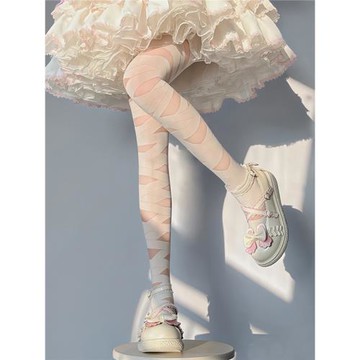 洛麗塔Lolita白絲繃帶襪jk日系長筒襪條紋襪薄款絲襪美腿連褲襪女