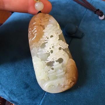 和田玉金山糖料 山水 吊墜 料子細膩上手效果高貴典雅