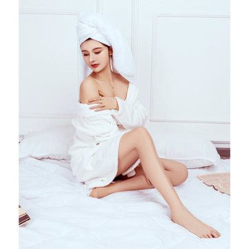 法式包頭巾 歐美潮純棉小浴巾包頭ins風 網紅推薦吸水大毛巾白色