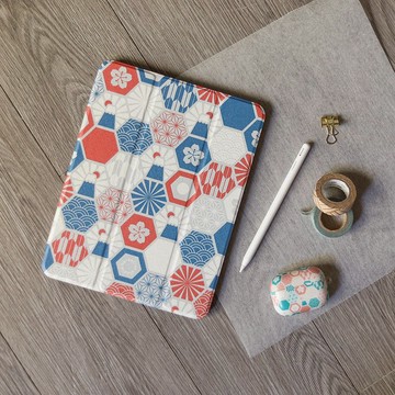 【 iPad Case 】富士山 / 六角磁磚系列 / 紅