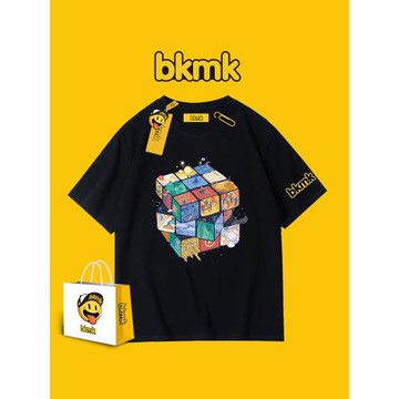 bkmk黑色t恤男2025夏季新款oversize短袖潮牌韓版小眾半袖上衣ins