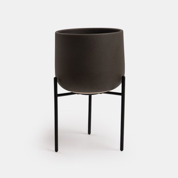 日本KINTO 附架陶瓷盆器16cm 深灰