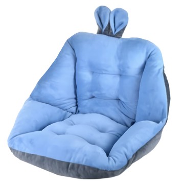 Life 童趣絨毛拚色保暖加厚護腰坐墊 舒適絨毛 高彈珍珠棉  45 x 45cm  淺藍色