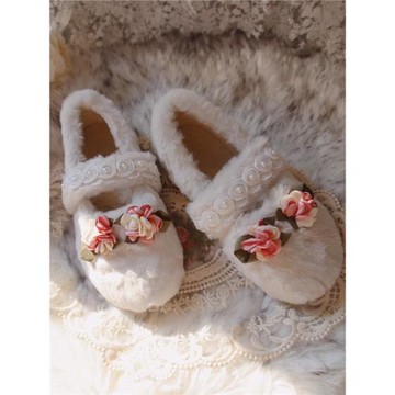 瑪麗珍復古秋冬加絨水貂毛毛鞋