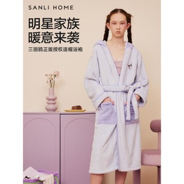 三利秋冬速干不易掉毛情侶浴袍