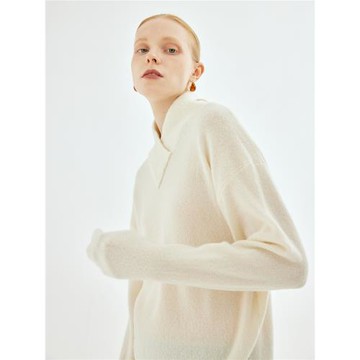 Z老板 牦牛絨絲光羊毛包裹領寬松毛衣女春秋設計款內搭外套上衣