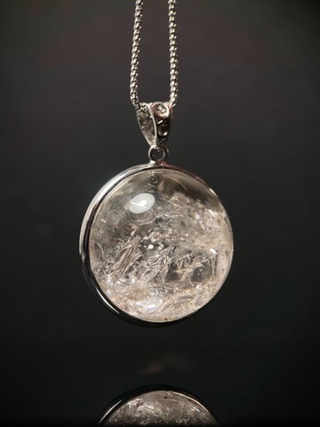 天然茶骸骨水晶球 超美負晶 稀少精品 S925銀鑲嵌