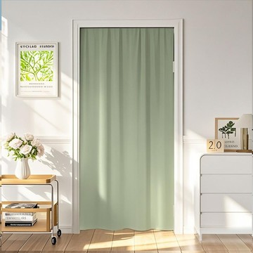 【嵐楓居家】西雅圖遮光穿桿式風水長門簾110*200cm送桿子_初春抹茶_廠商直送