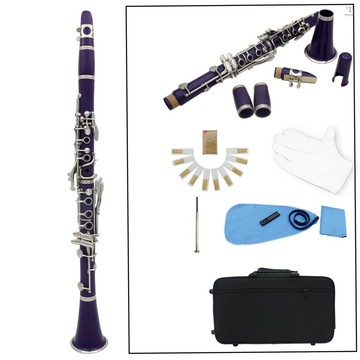 Toyutw)clarinet ABS 17 Key bB Flat Soprano 雙筒單簧管帶清潔布手套 10 Re