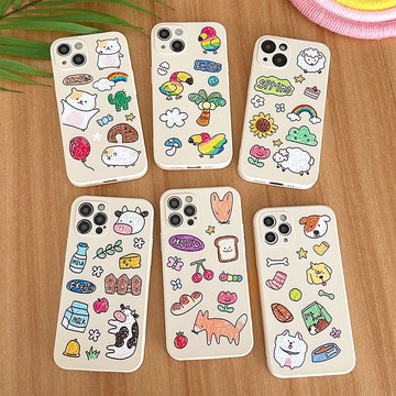 手機殼，多型號支持，素描動物矽膠套