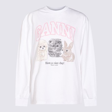 Ganni White Cotton Sweatshirt