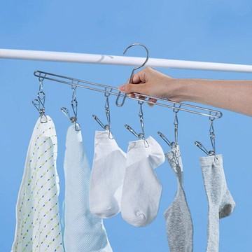 304不鏽鋼一字型纖形內衣/襪子晾曬架(6夾)-3入 單一規格