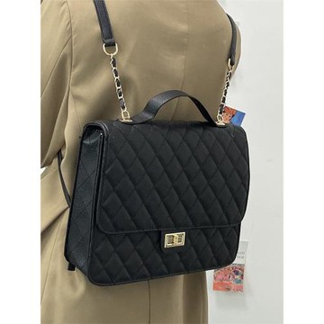 雙肩包女2025新款包包大容量通勤小眾設計百搭手提菱格鏈條背包