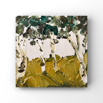 樺樹藝術樺樹原創油畫小微型藝術品手繪