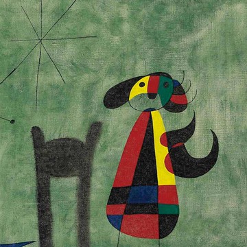 【藝術掛畫】 Joan Miro 米羅 -- 鳥兒飛向金邊山丘上生長