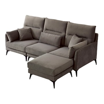 文創集 奈許貓抓布L型沙發組合(三人座＋椅凳組合)-226x168x100cm免組