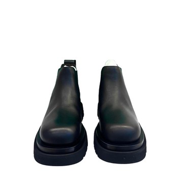 BOTTEGA VENETA BV經典時髦切爾西圓頭厚底短靴(時尚黑) #38