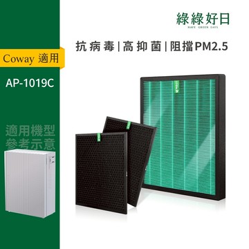 適用 Coway格威 AP-1019C 二年份濾網組 HEPA抗菌濾芯 蜂巢顆粒活性碳 綠綠好日