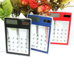 {趣味創意生活}超薄多功能透明計算機 環保太陽能觸摸屏計算器 十天預購+現貨