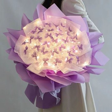 ✨畢業花束 送禮首選✨【6萬人收藏】蝴蝶花束滿天星燈干花diy手工材料包送人女友閨蜜情人節生日禮物