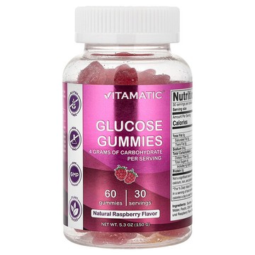 Vitamatic, 葡萄糖軟糖，天然樹莓味，60 粒