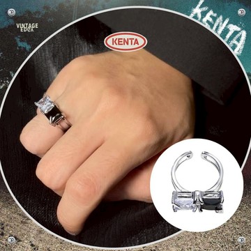 🌾健太選物🌾方鑽黑白撞色戒指 戒指女 男生飾品 戒指男 中性戒指 開口戒 指環 台南發貨