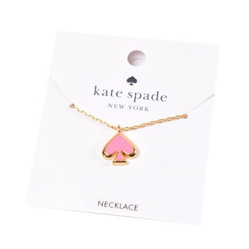 KATE SPADE 琺瑯桃心鎖骨鍊-柔粉